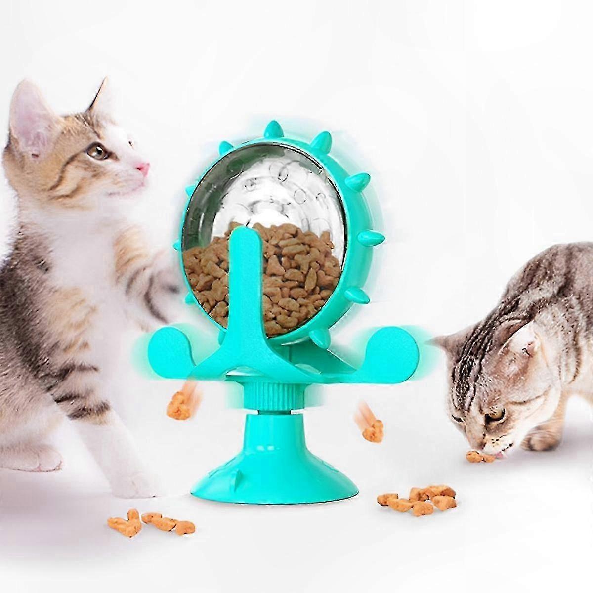 Interactive Cat Feeder Toy with 360 Rotation, Slow Dispensing Treat Puzzle for Cats, Fun Food and Snack Play Device