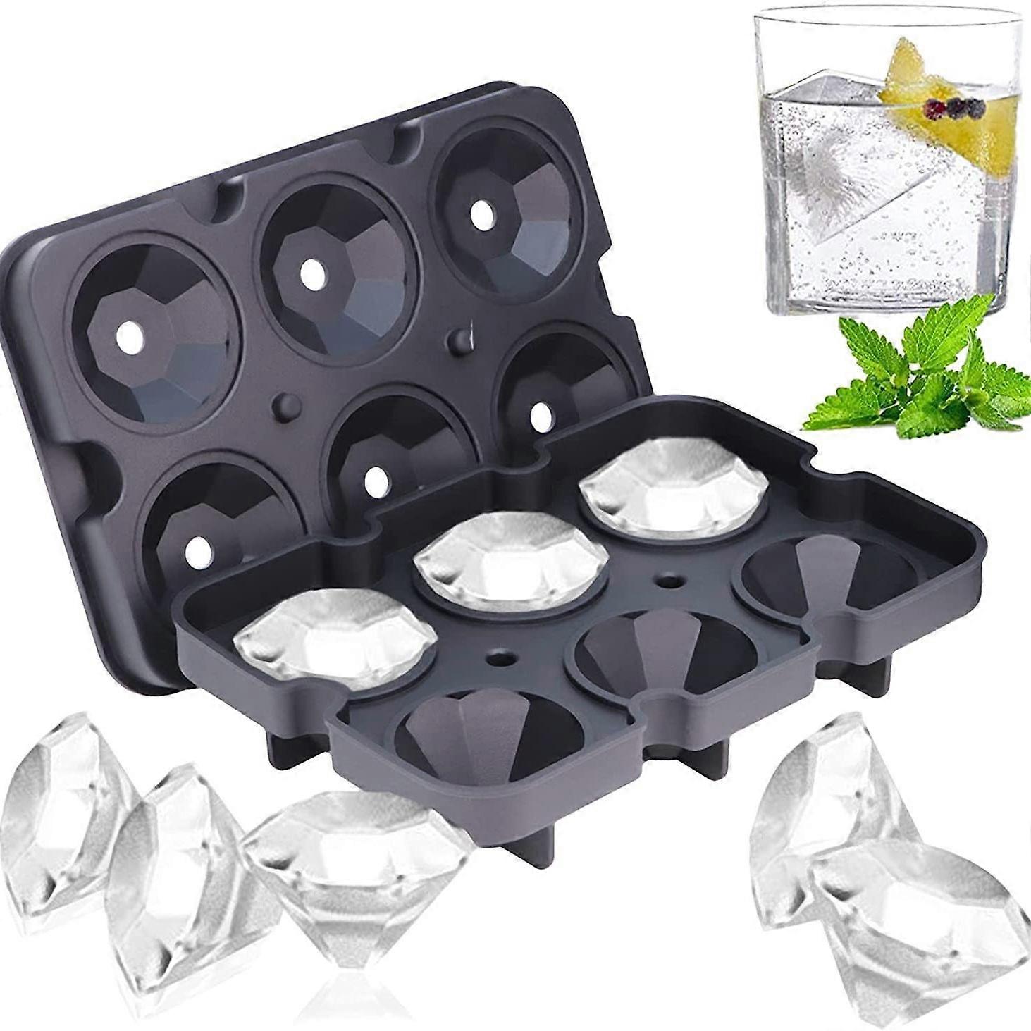1 Pack 6Holes Diamond Ice Cube Molds,Large Clear Ice Cubes Mold