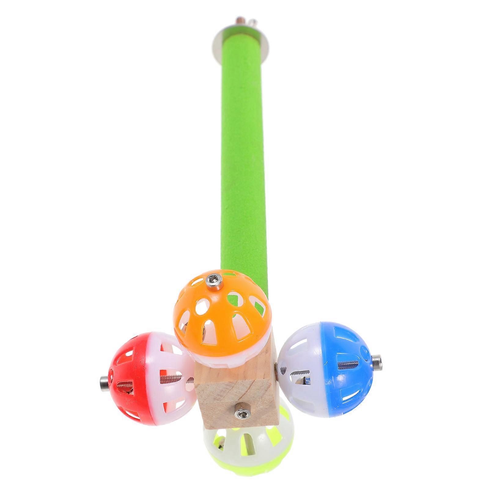 Bird Perch Stand Wooden for Bird Use with Bell and Paw Grinding Stick 4Pcs