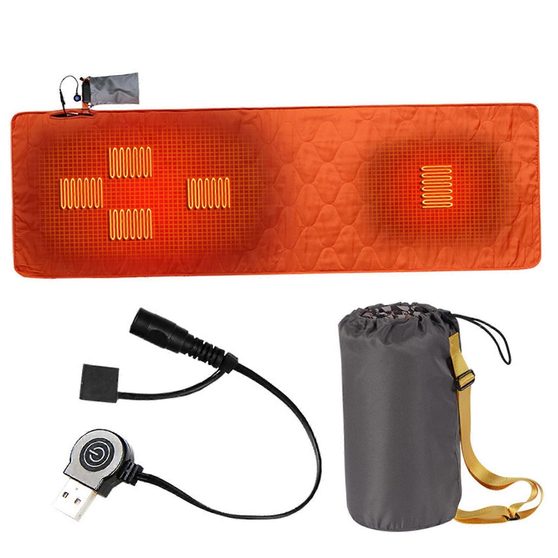 Heating Pad 3Level 5Zone Portable Heated Blanket, 78x24In, 3865F, With Storage Bag, Washable Liner, For Yoga, Sofa