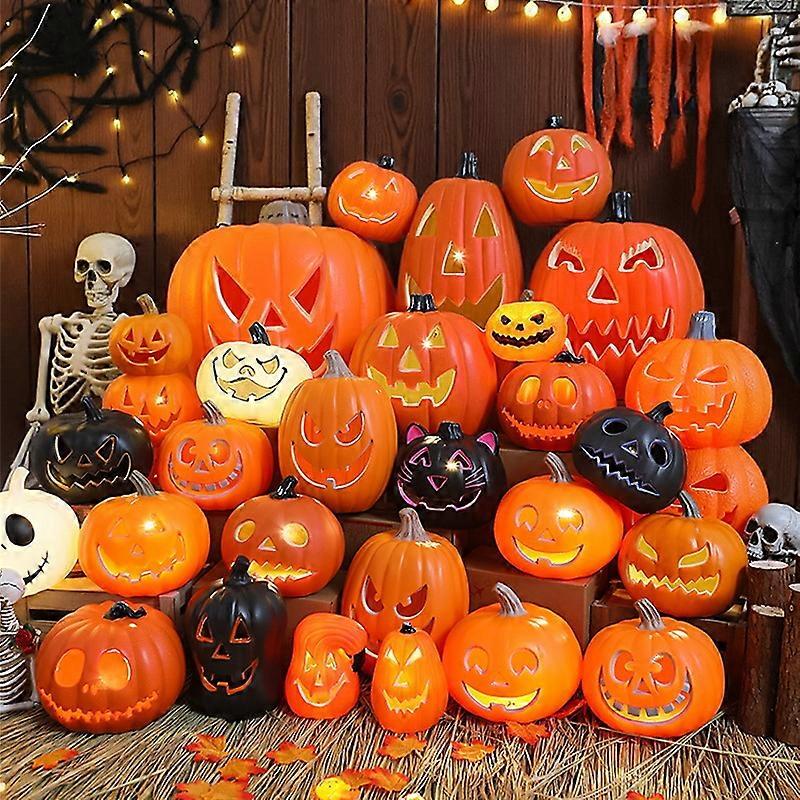 Halloween pumpkin shopping mall window display large pumpkin hollow glowing pumpkin lantern Easter scene layout