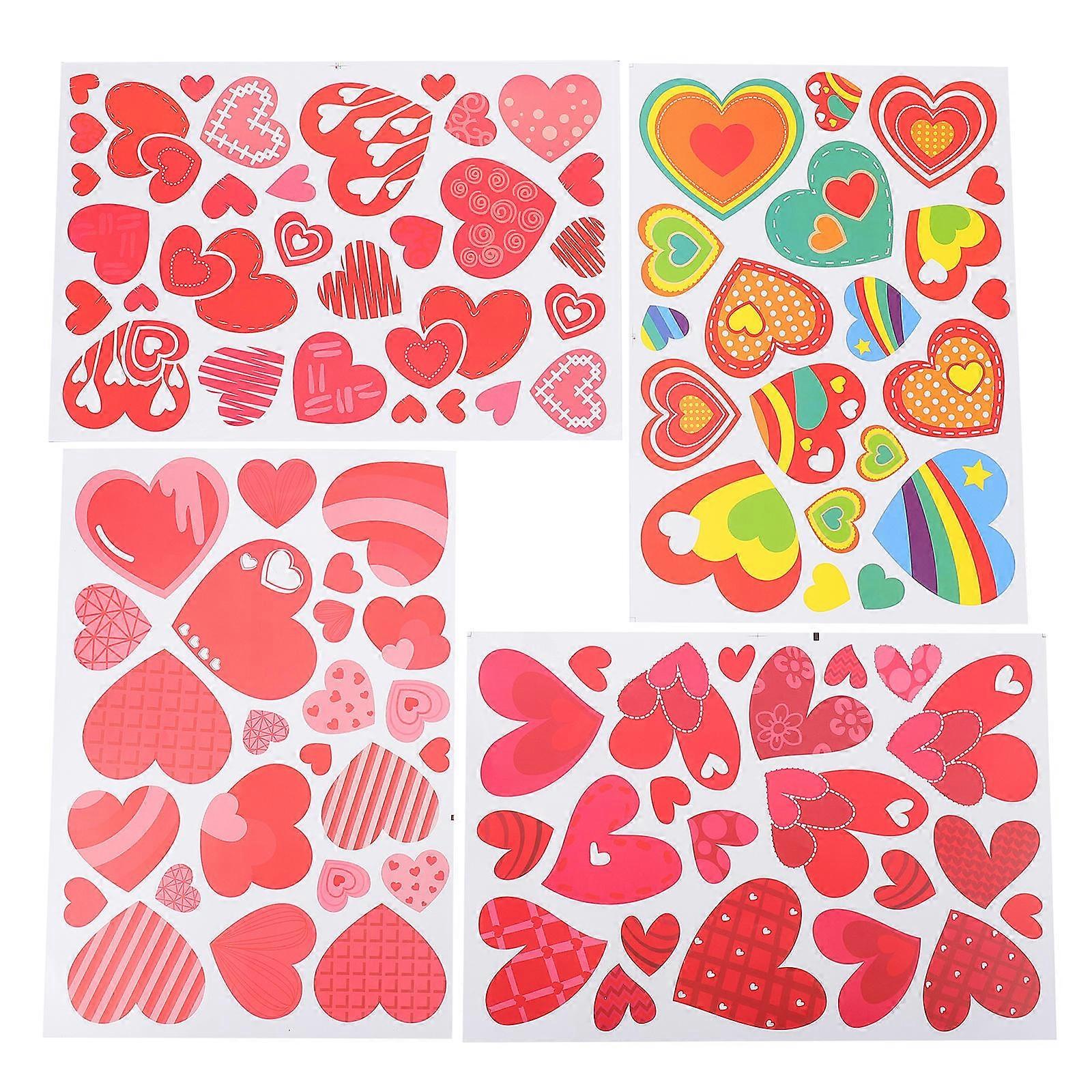 Valentine's Day Wall Sticker Heart Pattern Indoor Decor Pvc Material Wall Decoration 8sheets
