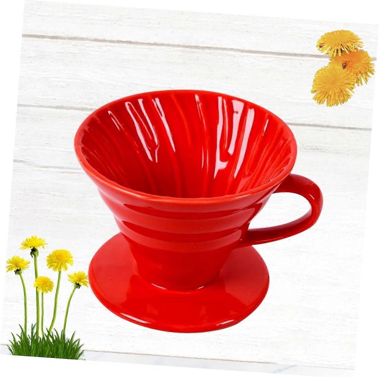 Handmade Ceramic Coffee Filter Cup Red Narrow Spout RustResistant Drip Coffee Maker For Home And Office