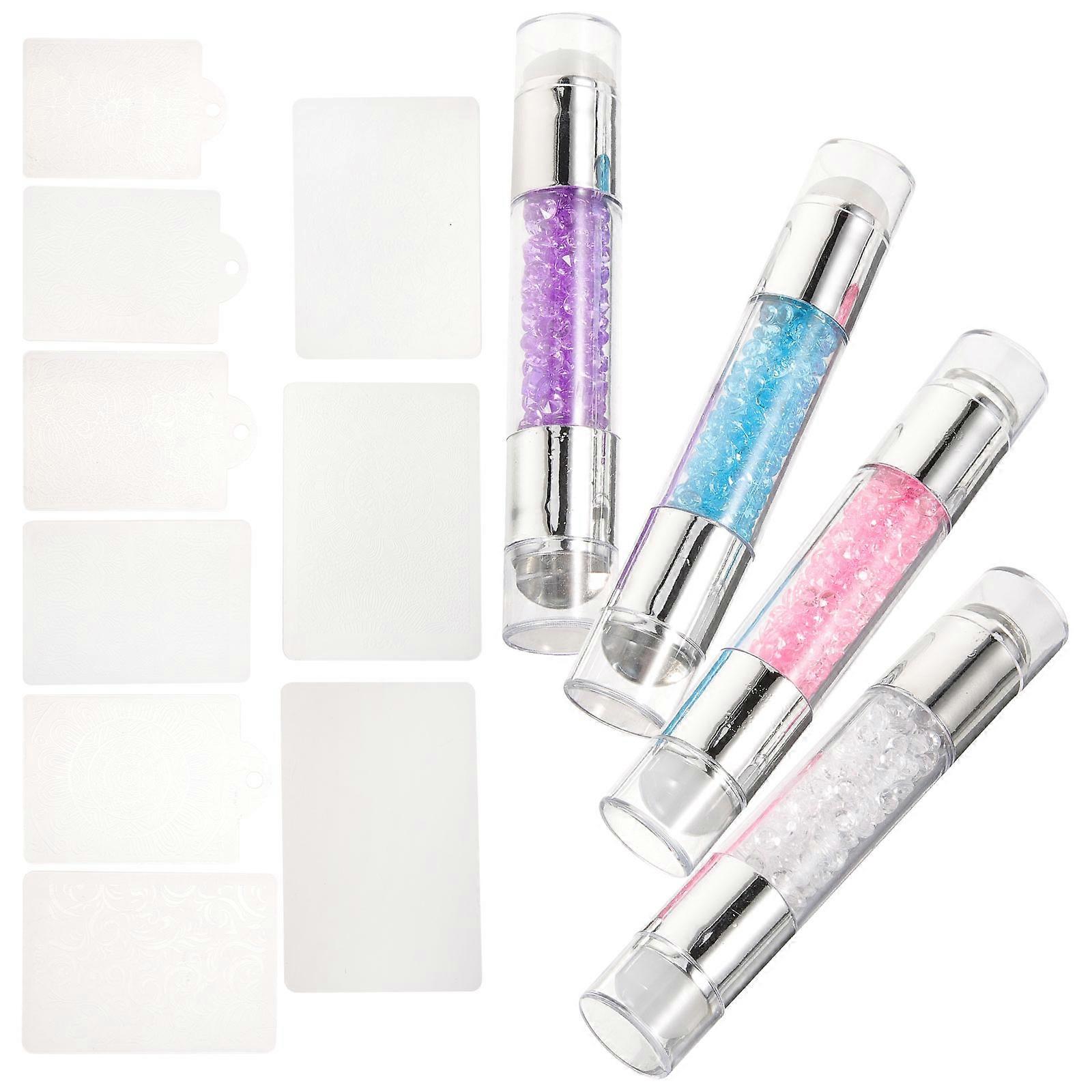 Silicone Nail Stamp Tools Manicure Nail Stamper Nail Salon Use Assorted Color Double-End Design Stamping 4sets