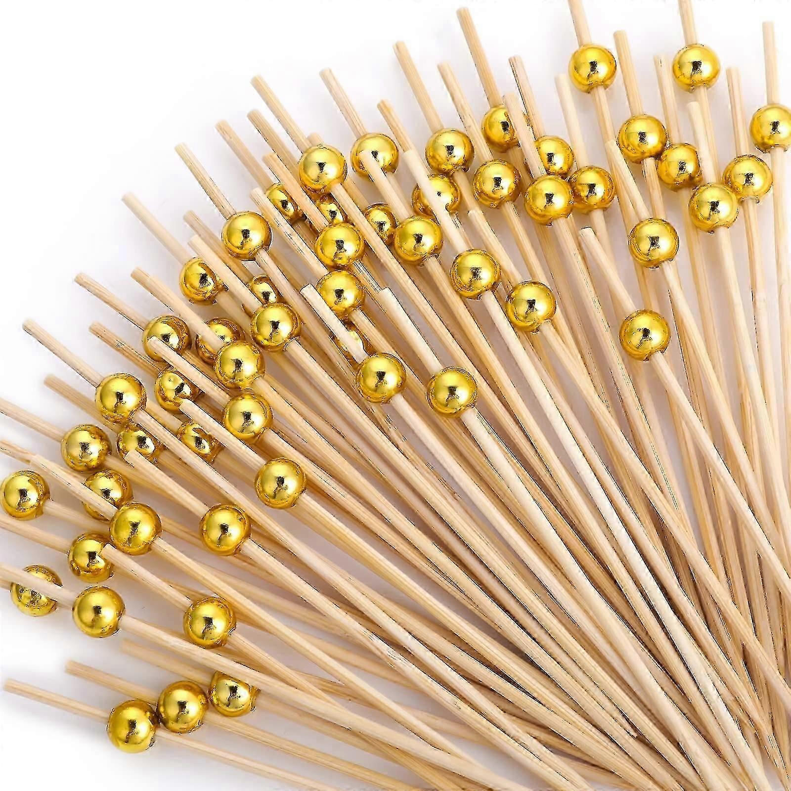 100pcs Cocktail Picks, 4.7 Inch Fancy Cocktail Toothpicks For Appetizers Skewers Bamboo Cocktail Picks For Party Happy H