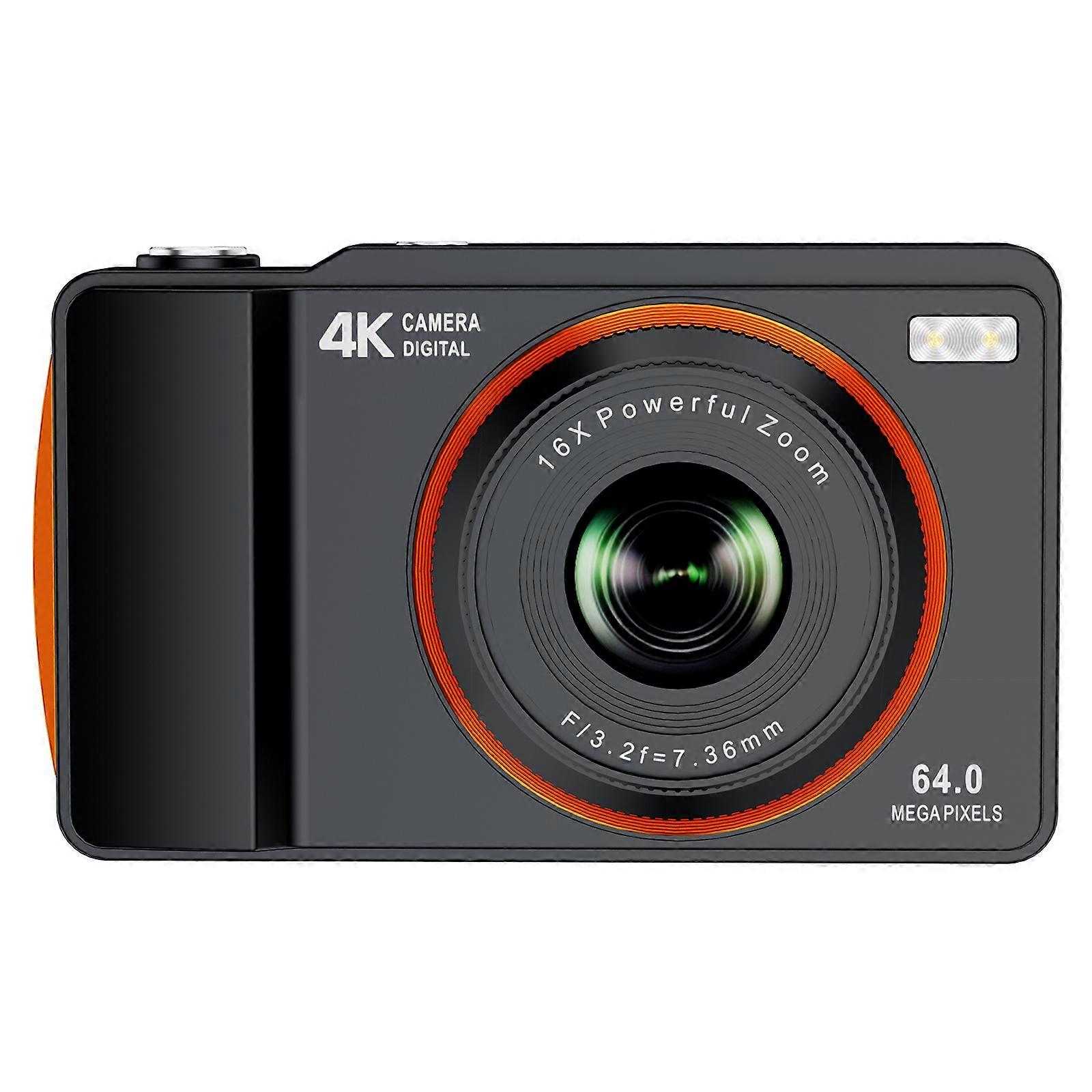 TKdaddy H14 2.4 Inch IPS Screen Retro Digital Camera 16x Zoom Portable Dual Lens CCD with LED Flash Black