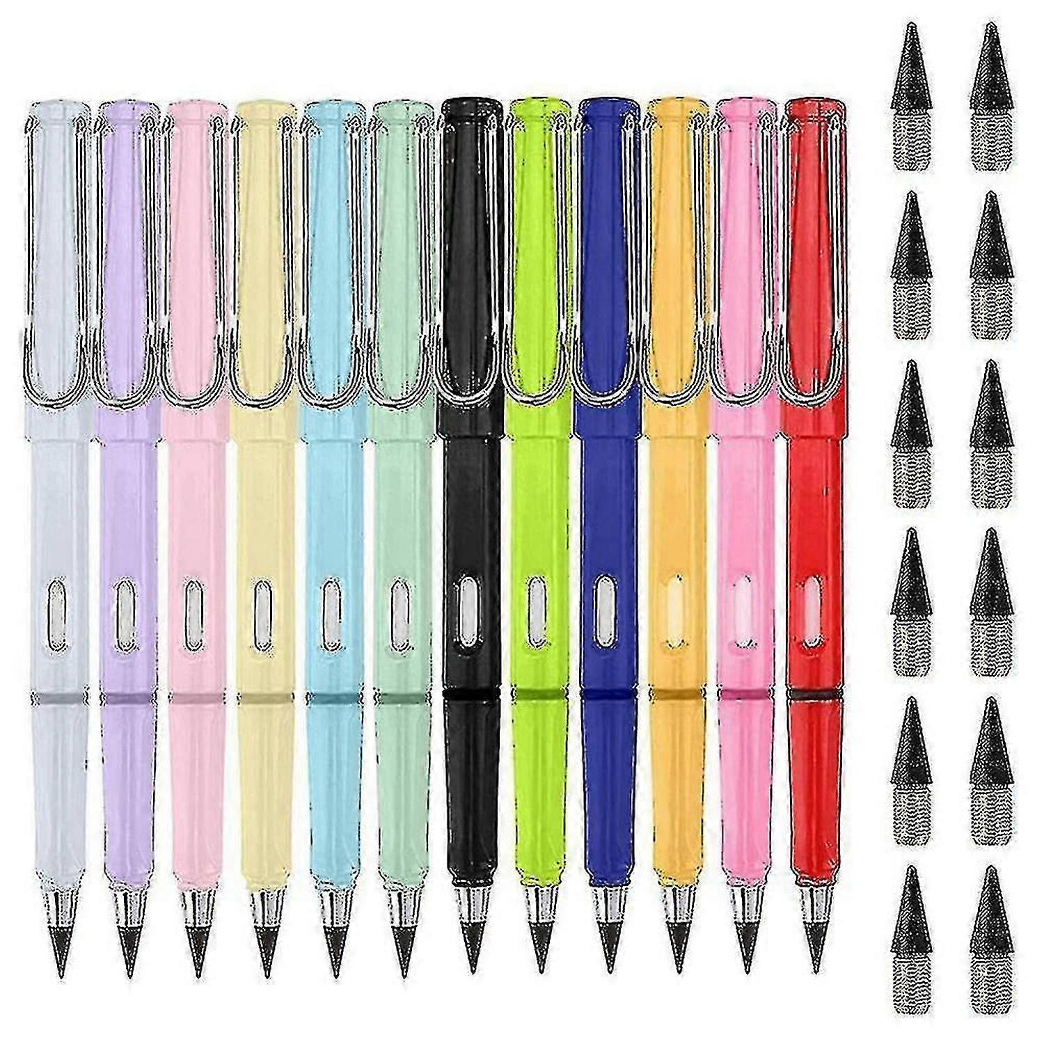 Crayons sans encre Eternal, 12 crayons sans encre + 12 têtes de rechange, technologie d’écriture illimitée [PV