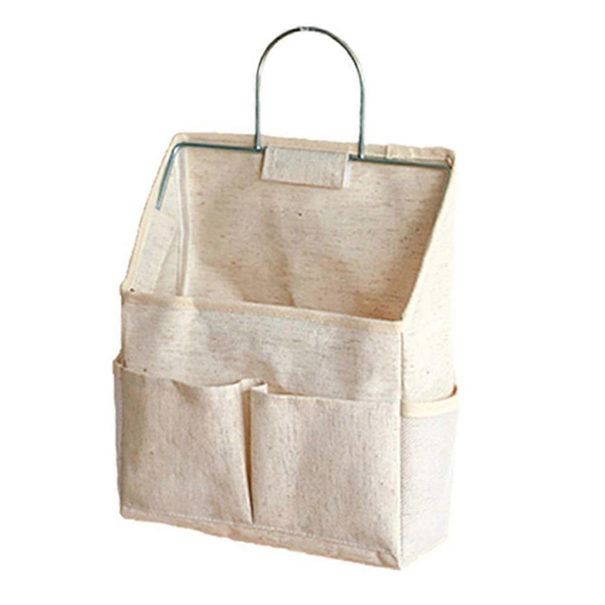Hanging Storage Bag Door Wardrobe Desktop Fabric Bag,Cotton Linen