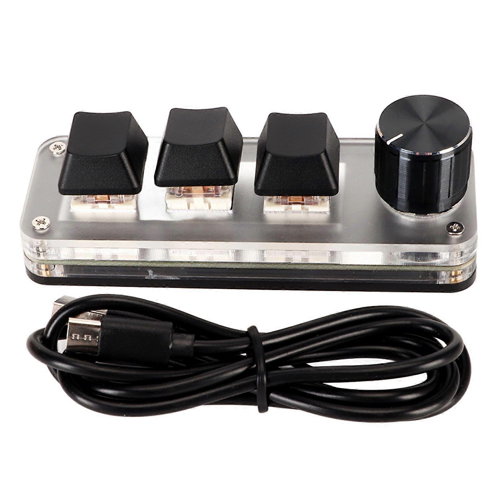 Red Switch Macro Keyboard Plug and Play Ergonomic Customized Knobs USB Mini Keypad for Desktop PC 3 Keys 1 Knob