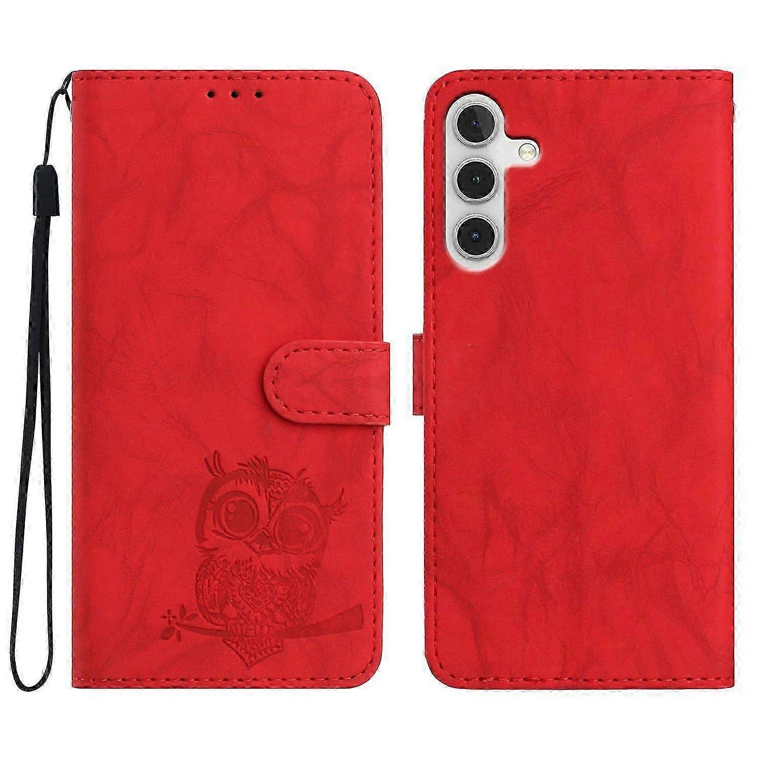 Stylish Owl Print PU Leather Wallet Case for Samsung Galaxy A56 5G with Secure Wrist Strap in Green