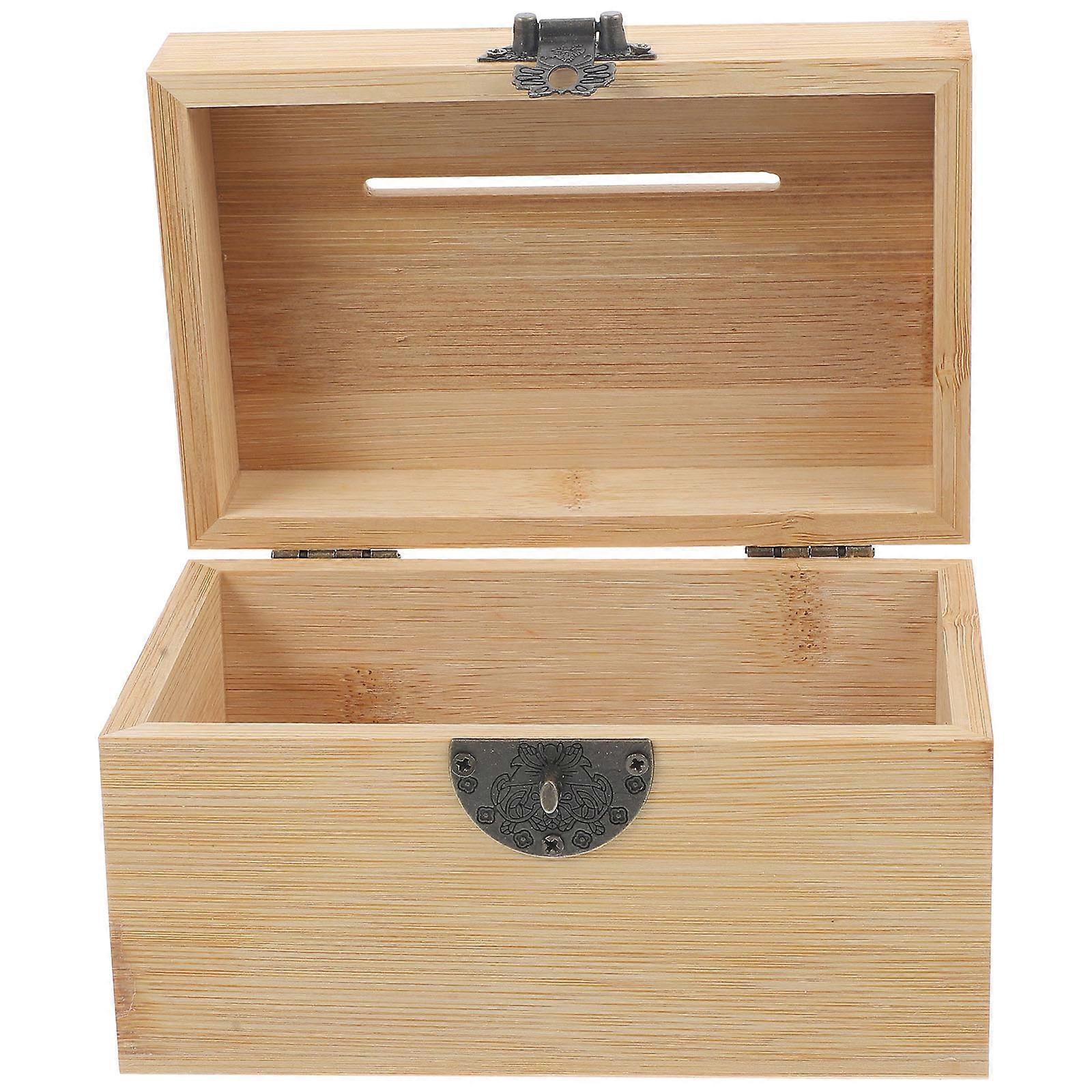 Sundries Box Bamboo Piggy Bank for Home Use 3Pcs Multi-Functional Storage Organizer