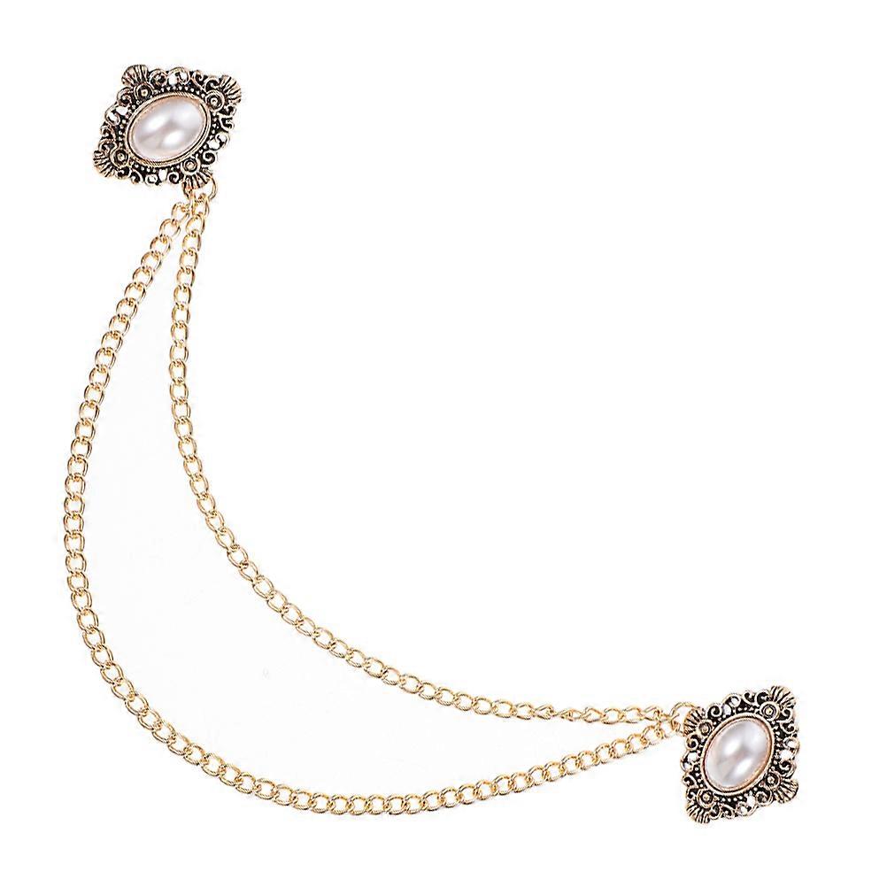 Golden Brooch Pin with Chain for Casual and Formal Men 4Pcs Pack