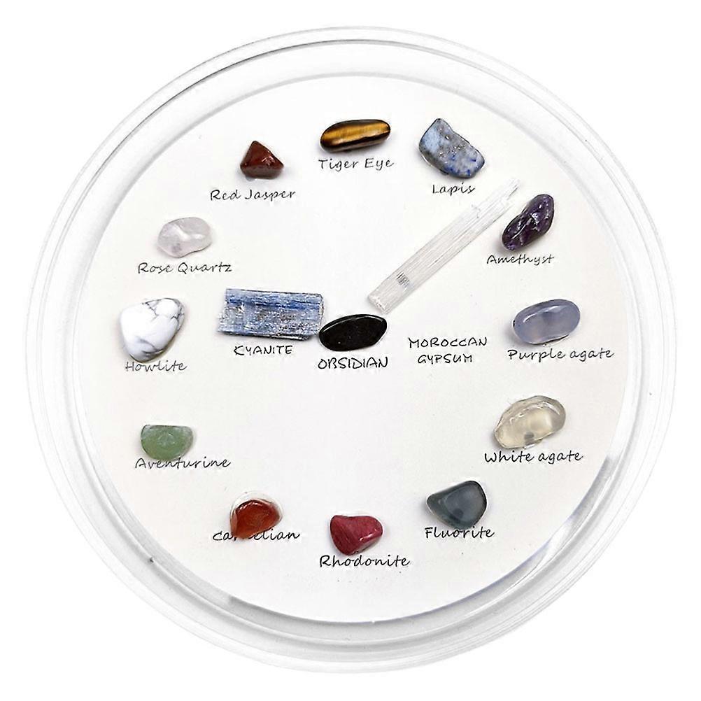 Agate Wall Clock for Teaching 5Pcs Mineral Stones Decorative Desktop Decor