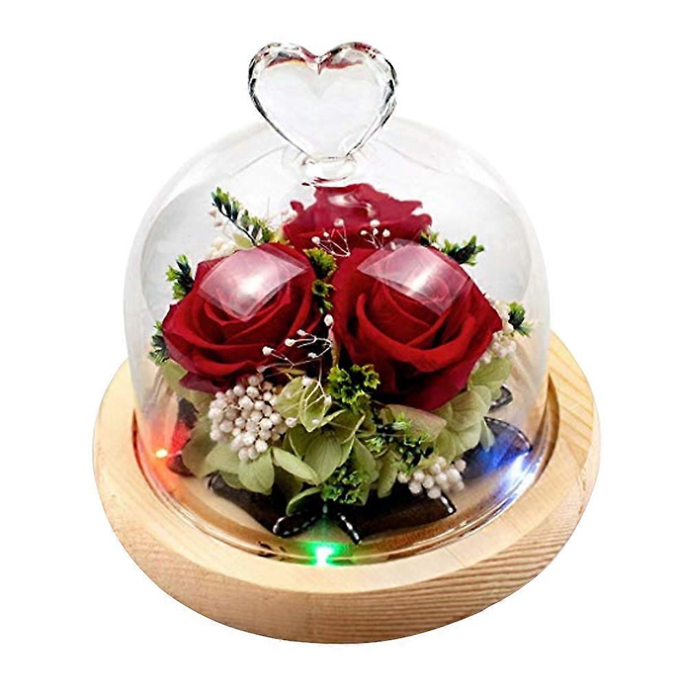 Romantic Preserved Rose Dome Flower for Decoration with Colorful Lights