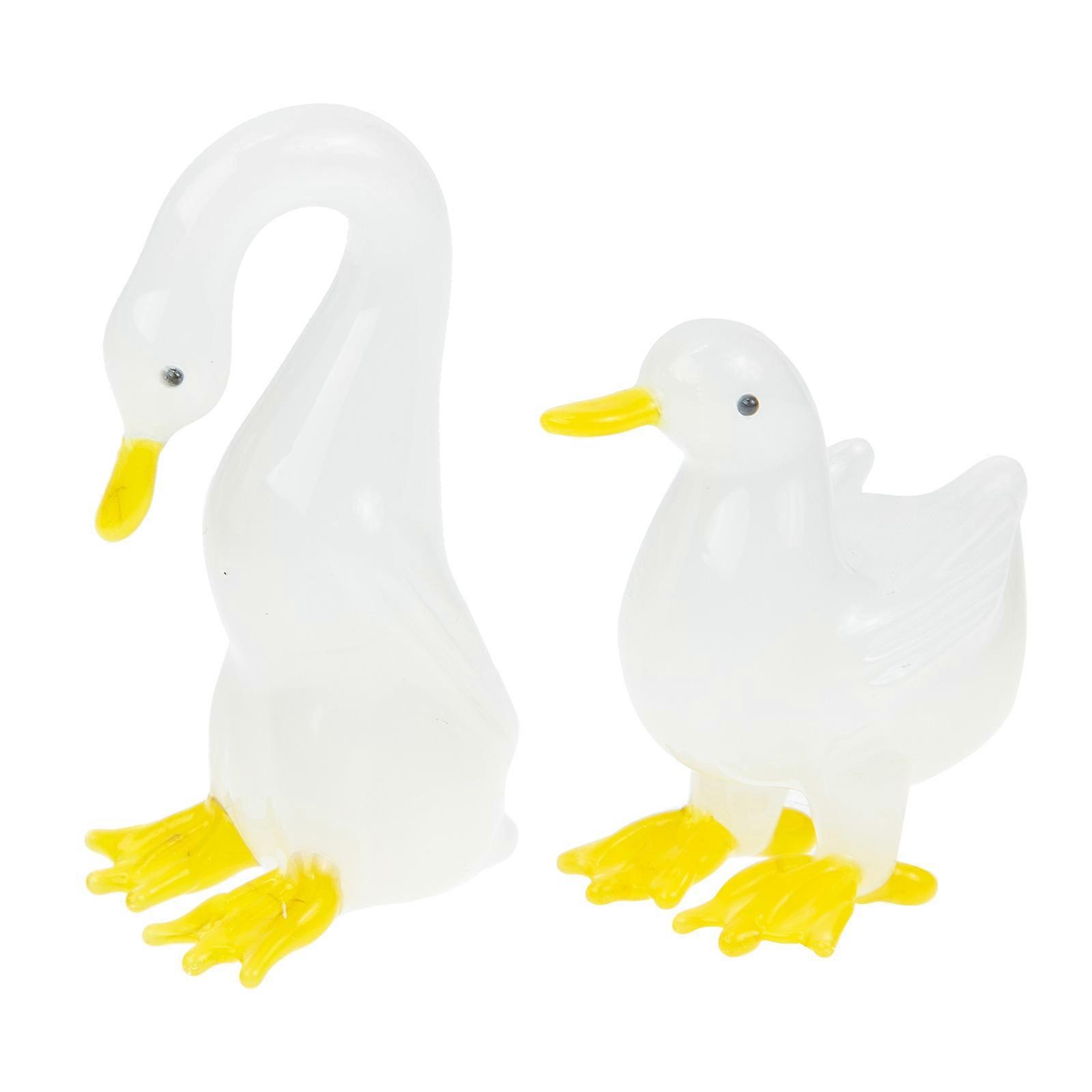 Crystal Duck Figurine Charming Home Decor Statue Item For Desk Bedside Table Gift 2Pcs