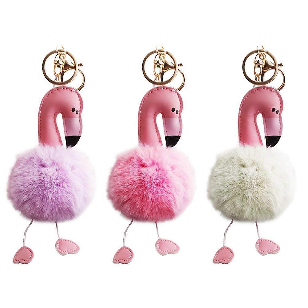 Plush Key Ring Flamingo Keychain for Bag Hanging 6Pcs Assorted Colors