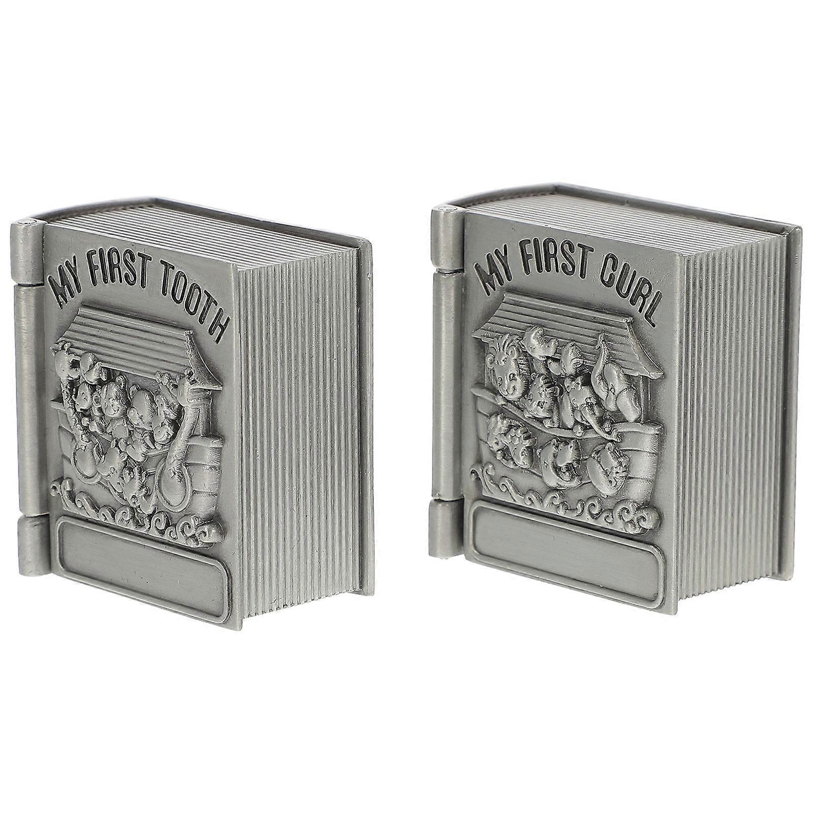 Tooth Boxes for Storage 2Pcs Baby First Tooth Cases Silver Color
