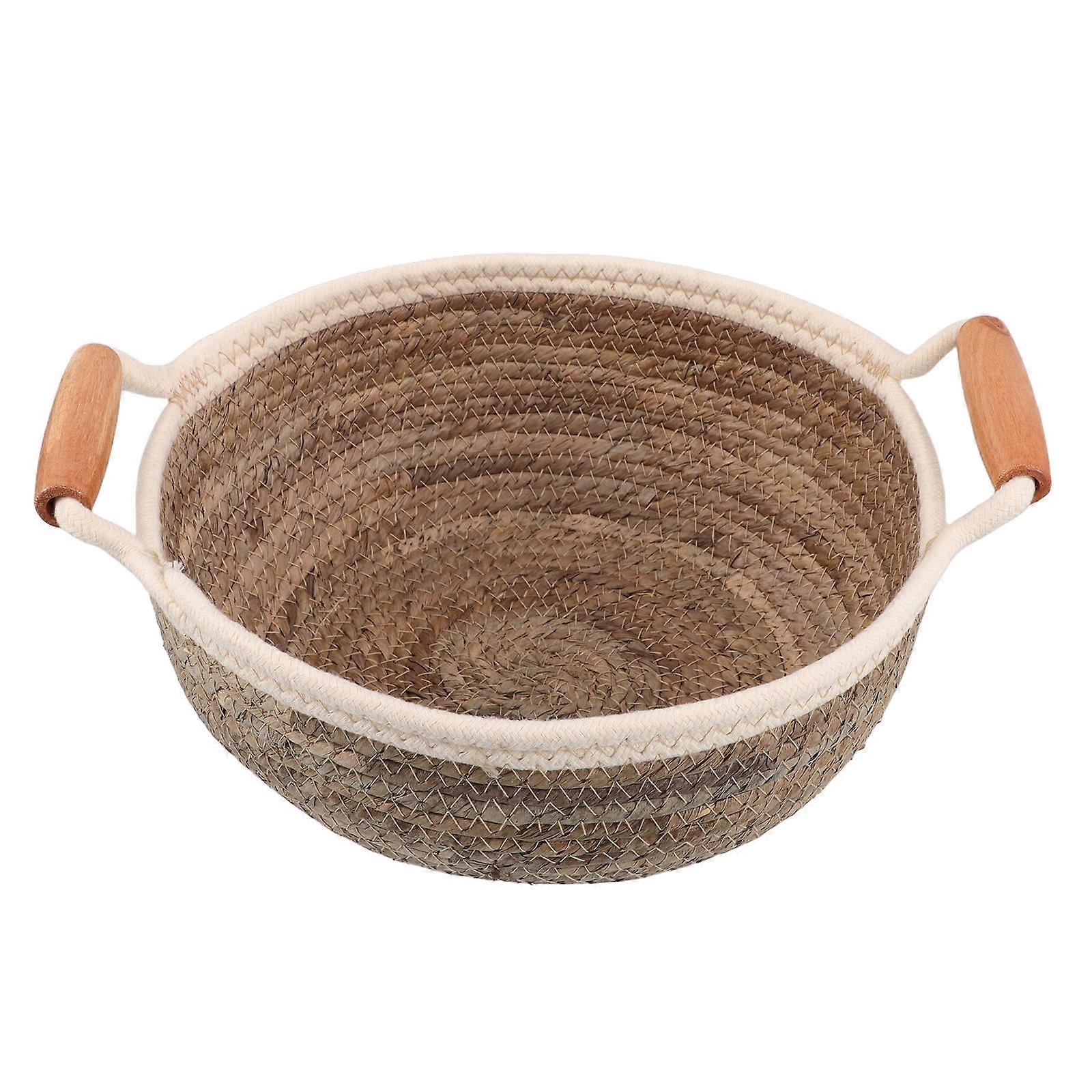 Natural Storage Basket Brown Wicker Handle Basket for Portable Storage Use 2Pcs