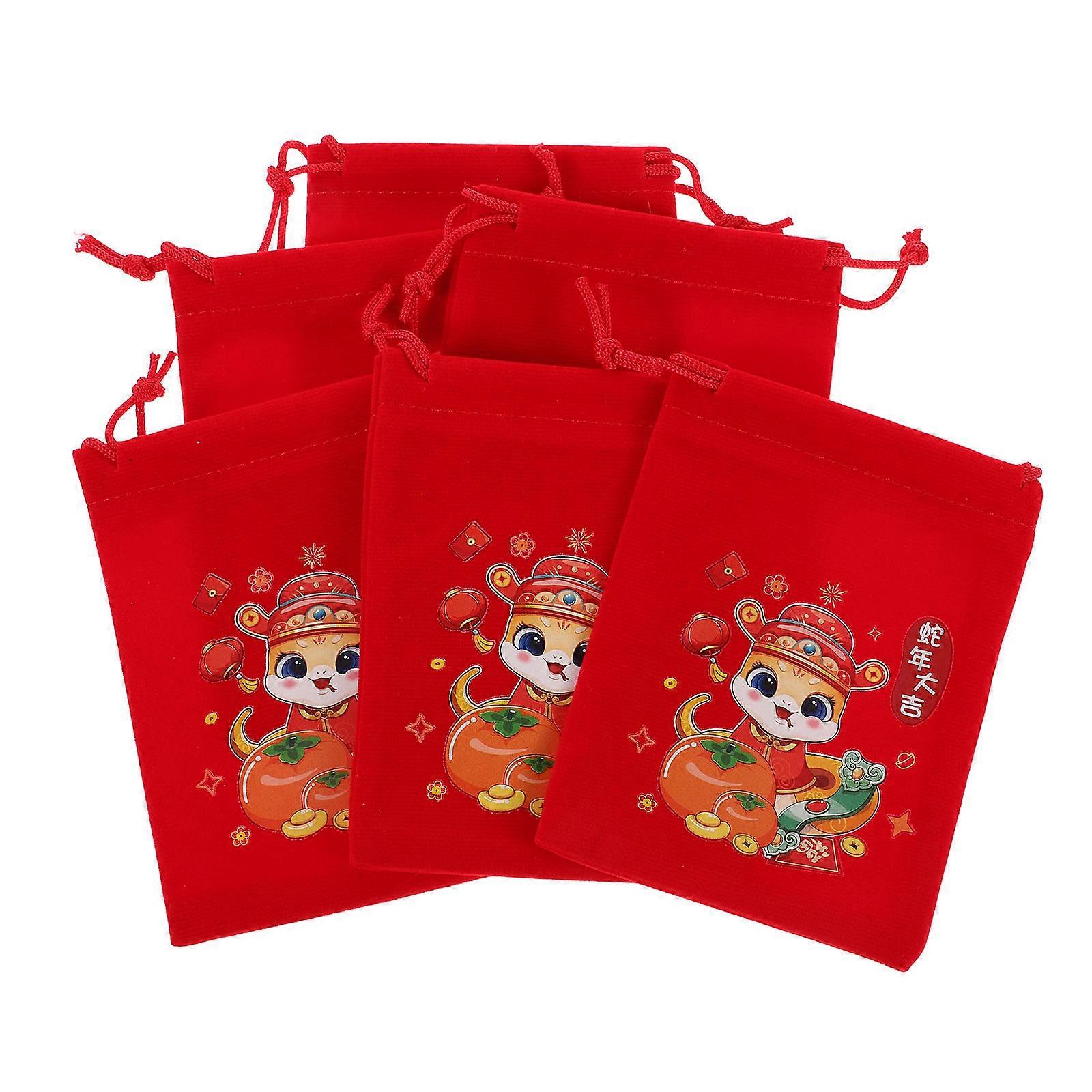 Chinese New Year Candy Packaging Drawstring Gift Bag for Storage 24pcsets