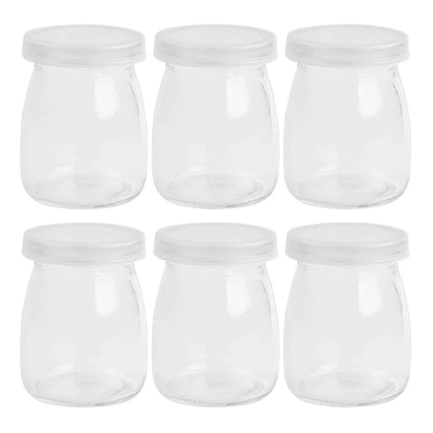 6Pcs Glass Yogurt Bottles Clear Pudding Jars Yogurt Container With Lids Food Storage Containers