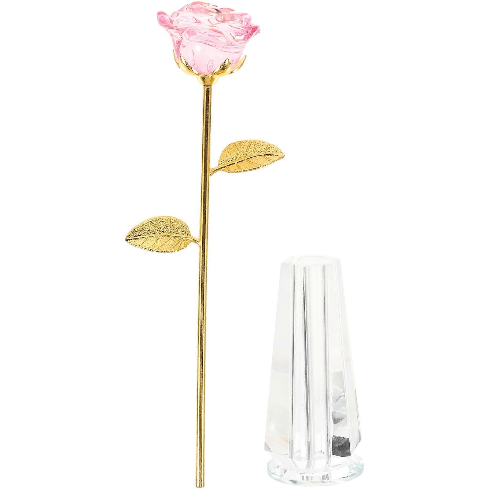 Valentine's Day Crystal Flower Ornament 4Sets for Tabletop Display