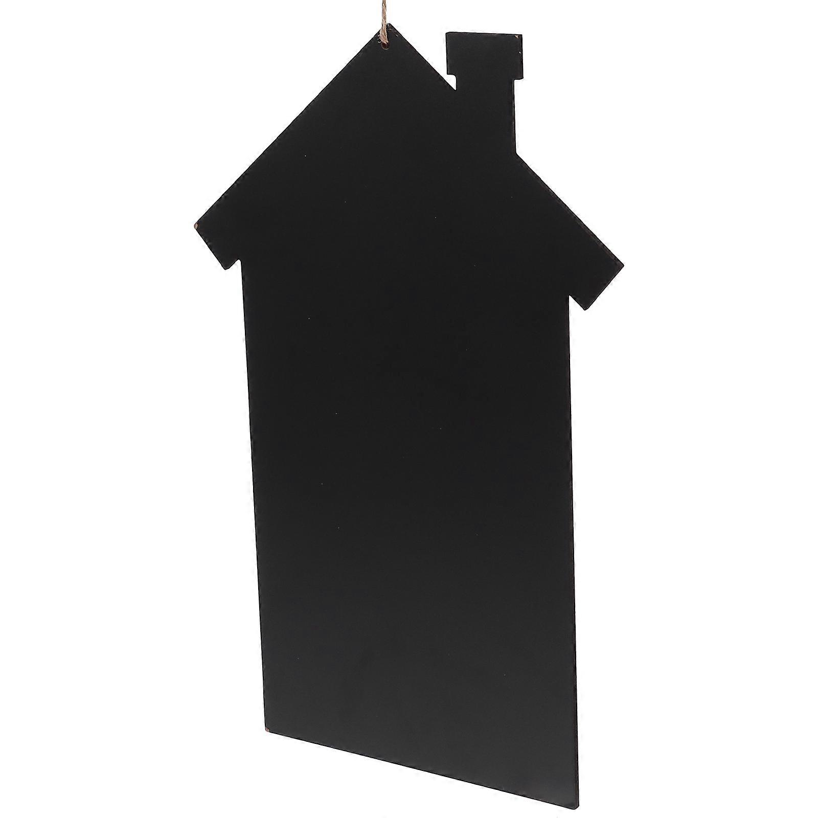 Mini Chalkboards Signs House Shape Rustic Style Black 15.7×9.8×0.2in Writable Memo Board 1Set