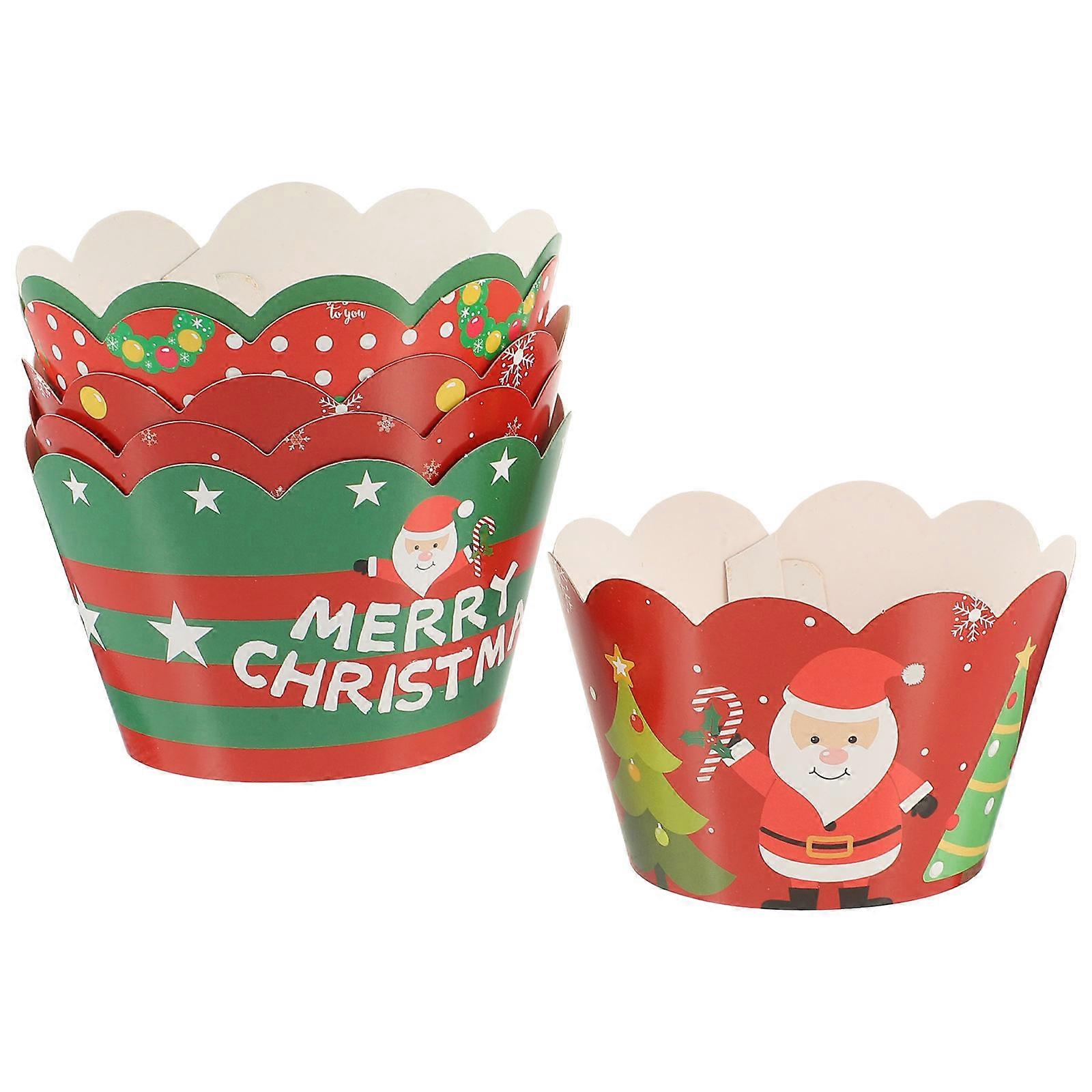 Cupcake Wrapper For Christmas Party 18 Pcs Assorted Color Festive Design Cake Decoration With Square Shape