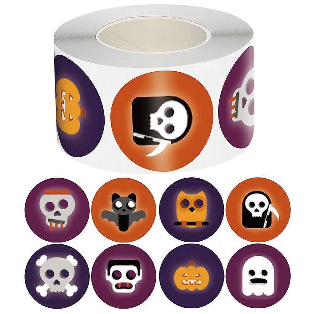 4 Rolls Halloween Party Stickers Gift Sealing Labels Assorted Color Youthful Style Labeling 3.80X3.80X0.10CM
