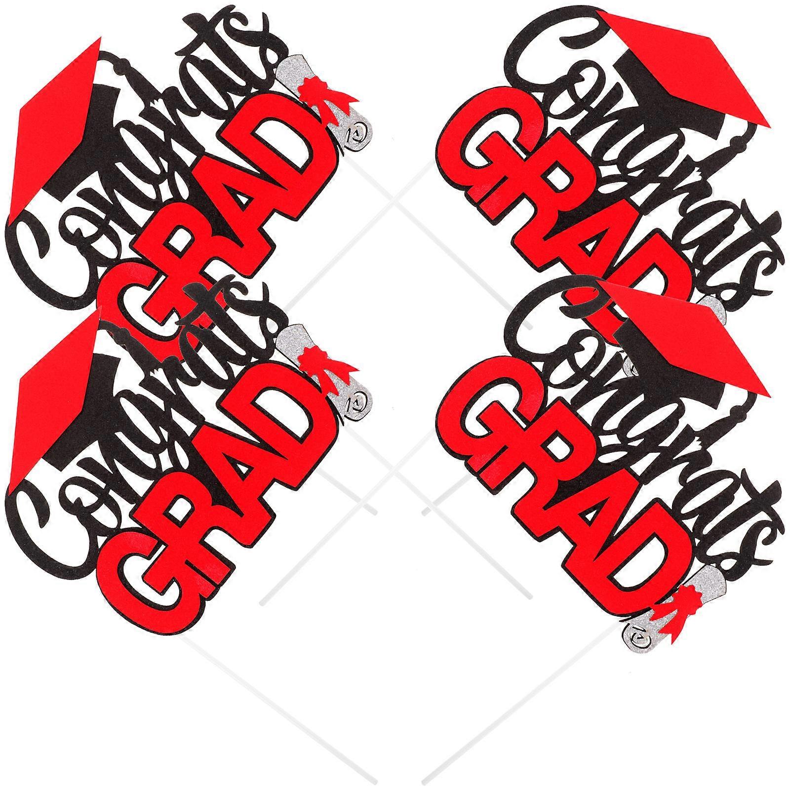 Paper Cupcake Topper Graduation Cake Decor for 8Pcs Red Party Use