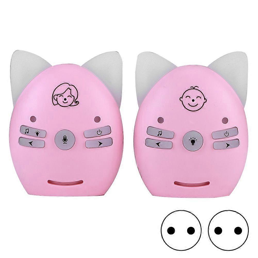 Audio Baby Monitor 2.4GHz Wireless Music 2 Way Voice Small Night Light Walkie Talkie 100240VPink EU Plug