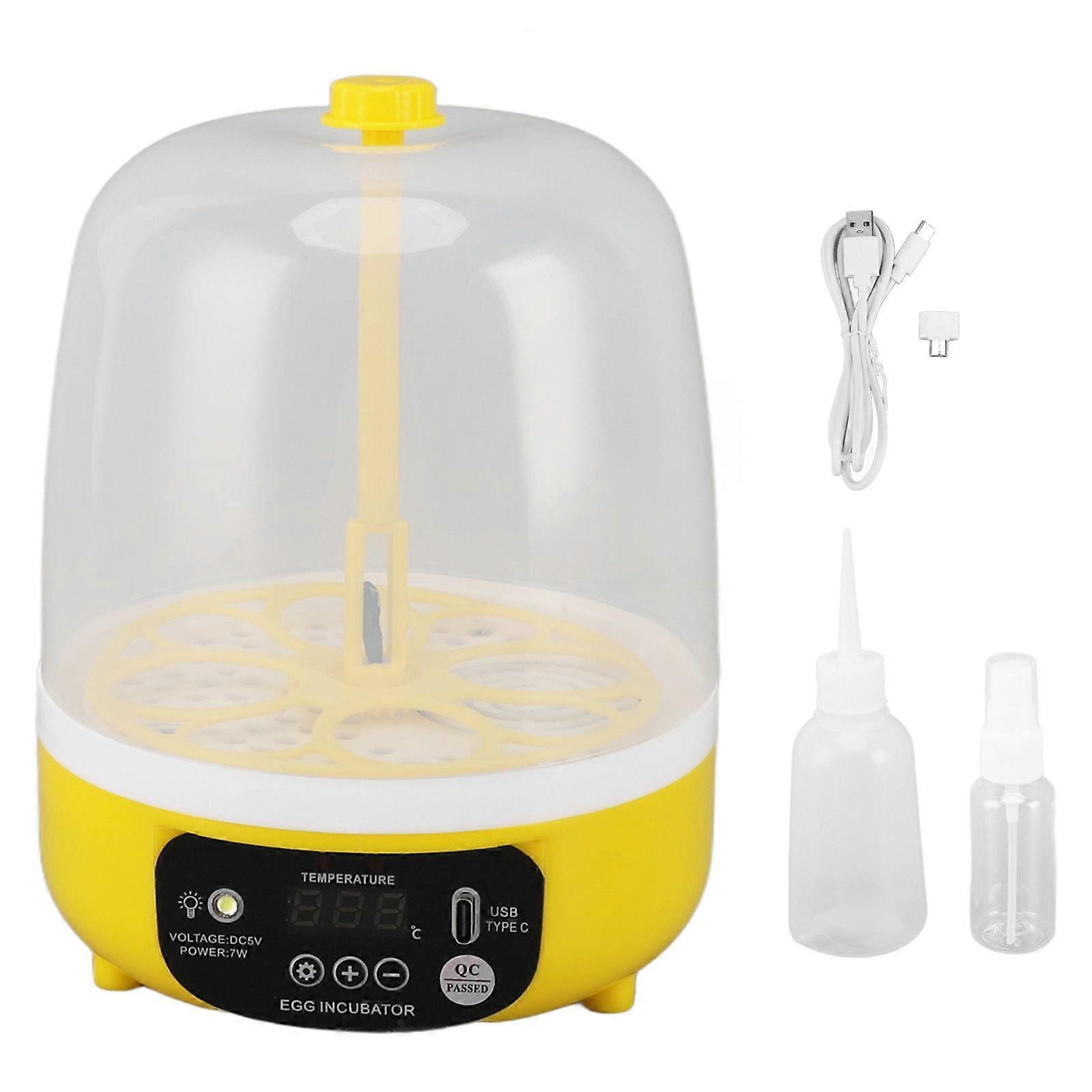 4 Eggs Incubator Temperature Humidity Control Visual Low Noise Energy Saving USB Mini Poultry Hatcher for Home Child Enlightenment Automatic Egg Turni