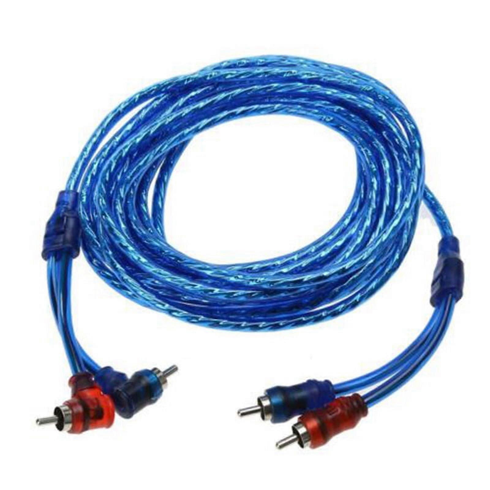 5M 2 To Plug Car Stereo Audio Copper Cable System Amplifier Braided