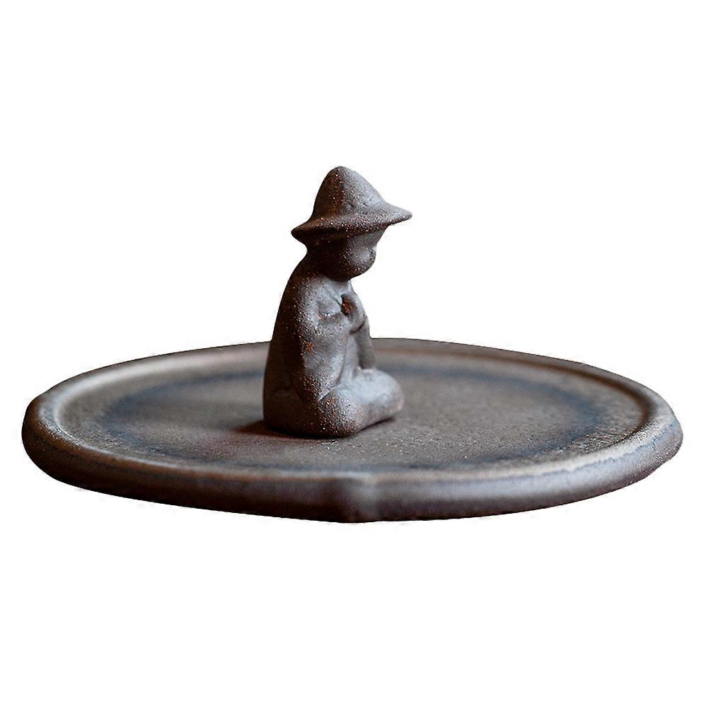 Office Incense Holder Ceramic Tray for Aromatherapy Use 2Pcs Brown