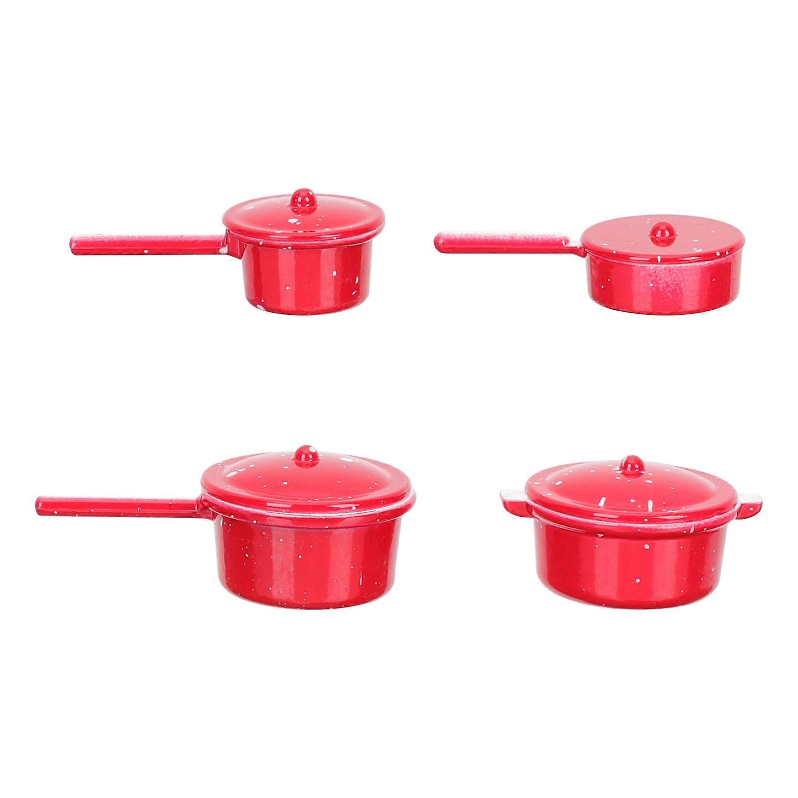 Household Miniature Pots Ideal For Collectors And Hobbyists In Durable Alloy Material 4Pcs