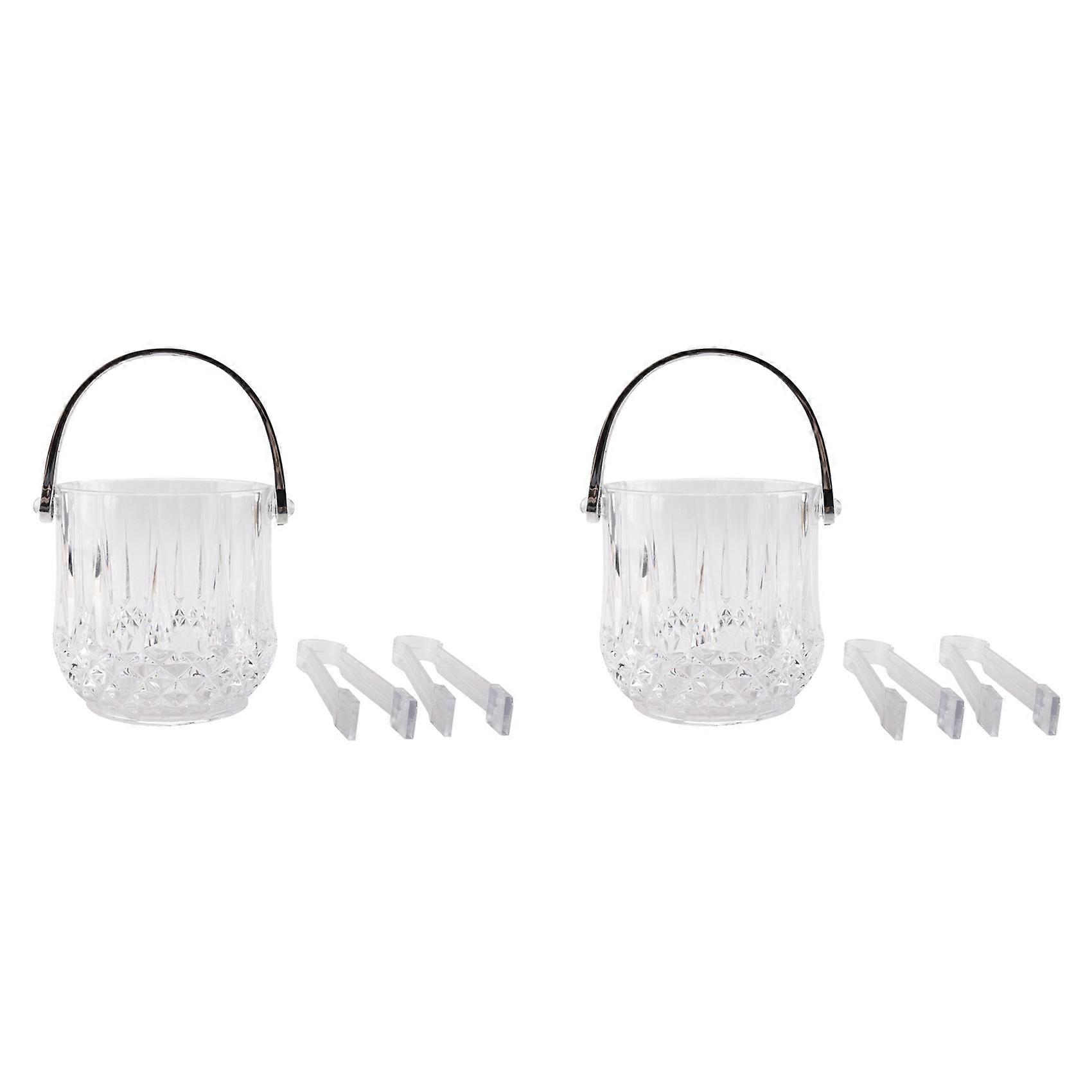 Ice Bucket Plastic Ice Bucket with Handle Acrylic-Transparent