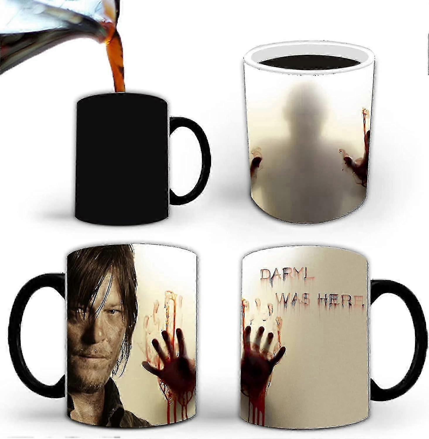 Daryl był tutaj, prezenty Walking Dead, wrażliwy na ciepło kubek ceramiczny zmieniający kolor (11 uncji), prezent twd kompatybilny z mężczyznami kobietami Halloween Urodziny matka F