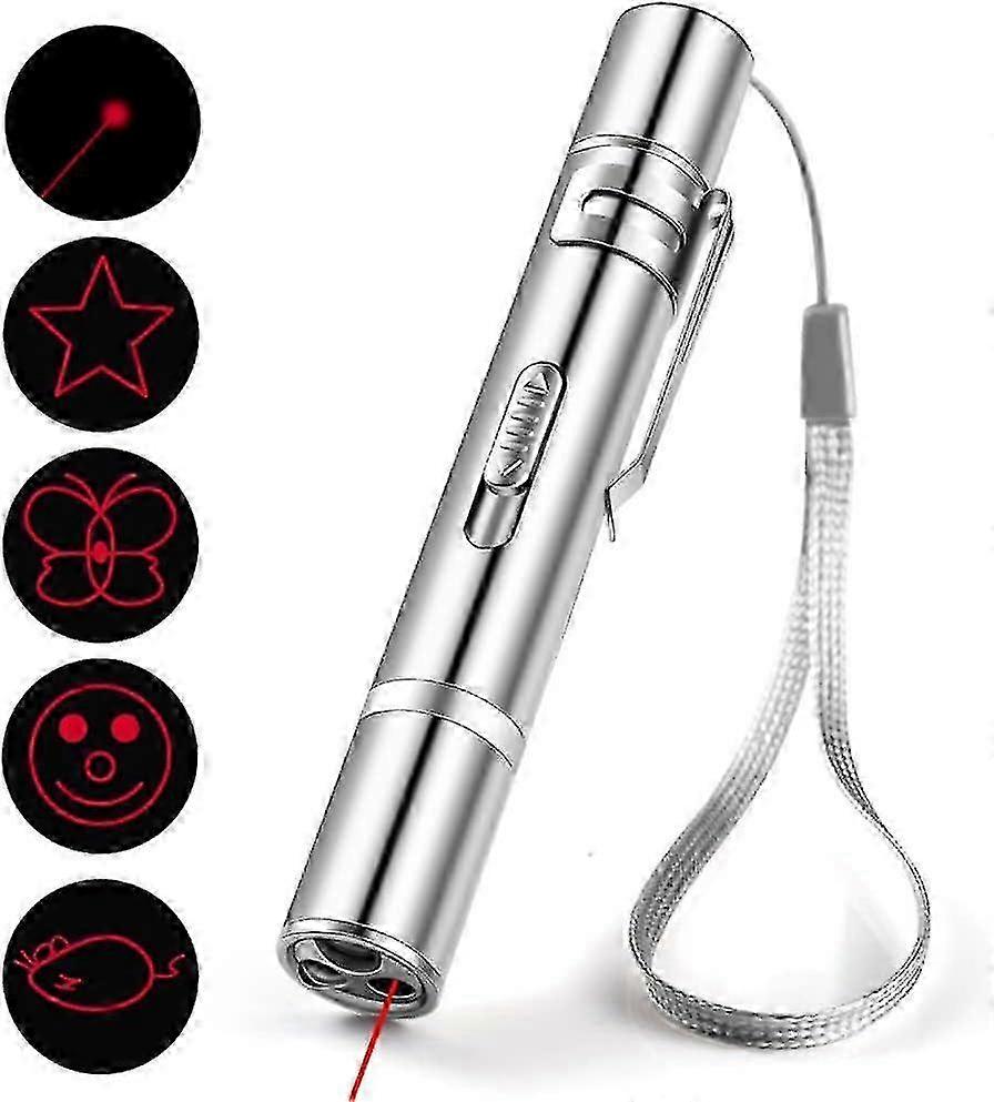 Rechargeable Cat Laser Toy with 7 Adjustable Red Light Patterns for Indoor Cats and Kittens