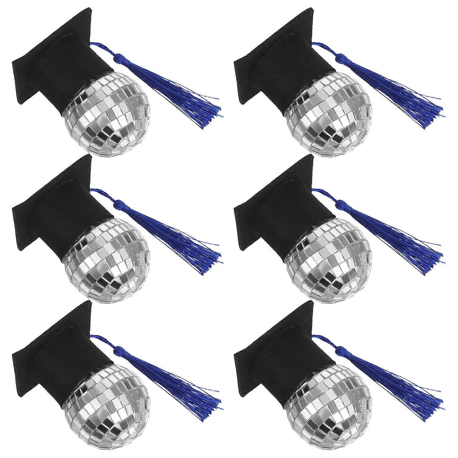 Graduation Hat Mini Disco Balls Cake Toppers for 30Pcs Festive Use