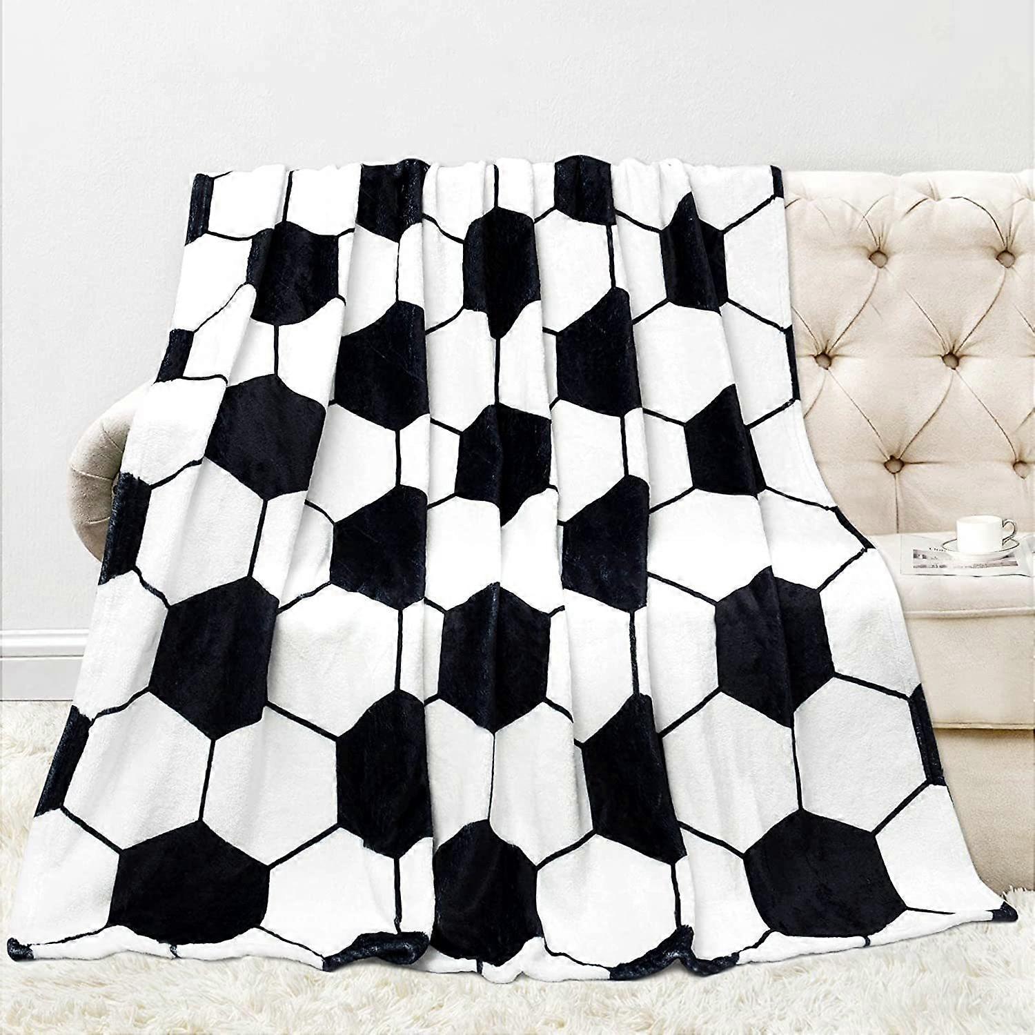 Soft wool blanket fluffy home blanket sofa blanket football print flannel blanket