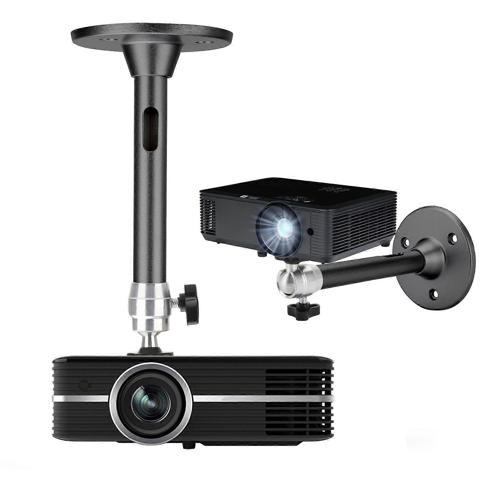 Mini Ceiling Projector Mount - for Projectors DVR Cameras - Angle Adjustable Projection - Length 180mm / 7.0in, Silver / Black