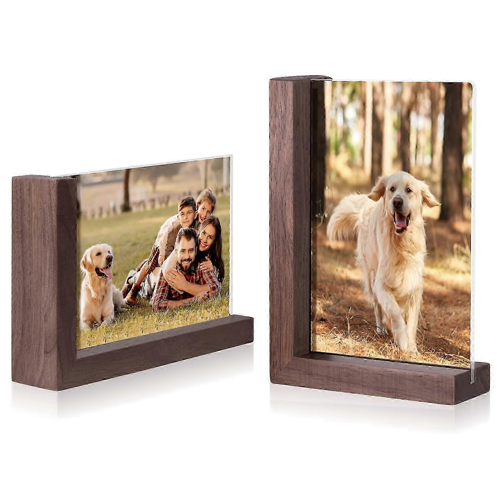 2025 2 Pack Rustic Wooden Picture Frames for Table Top Desktop Display 4x6