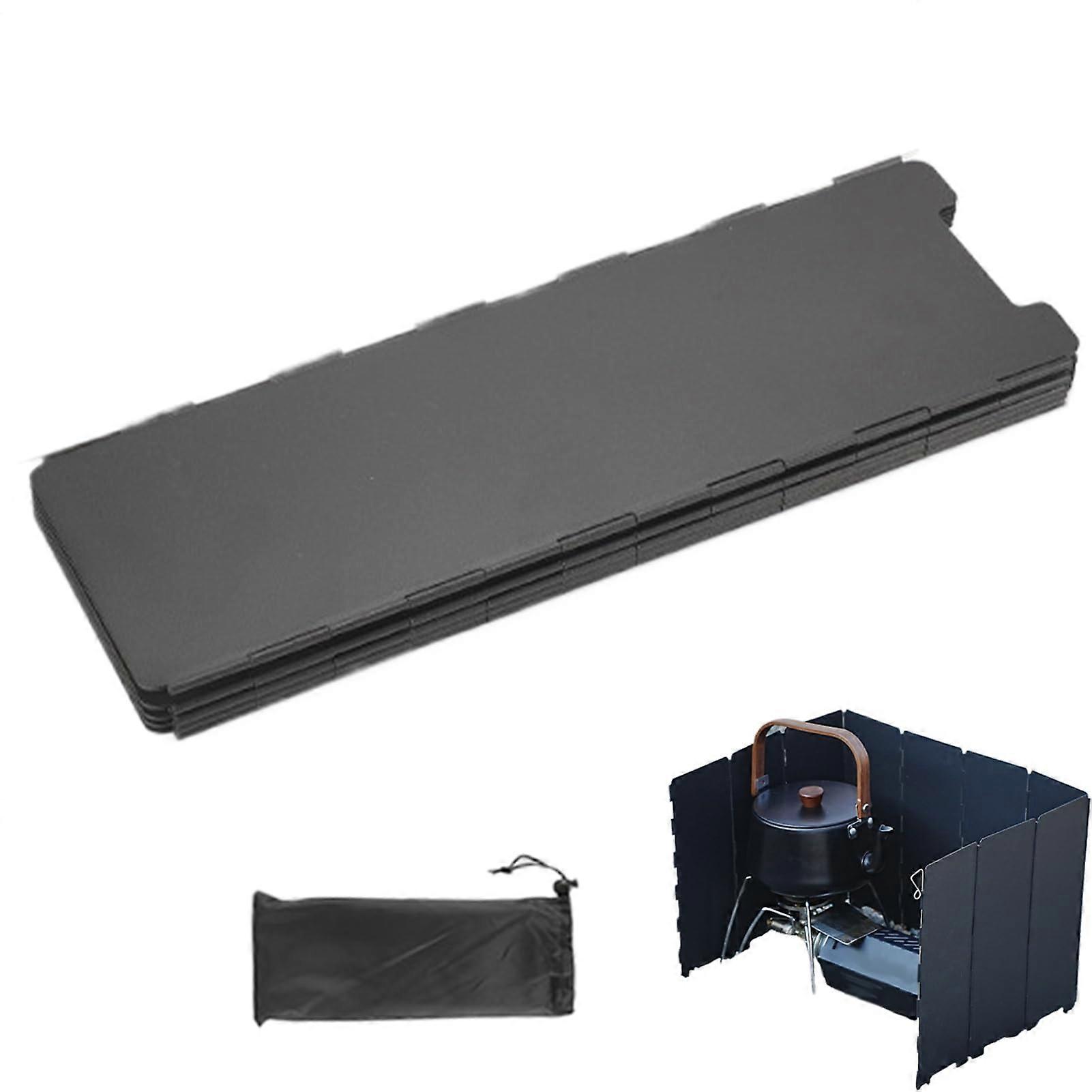Windshield for Camping Heater Portable Wind Blocker 10 Plates Shield Compatible With Outdoor Folding Stoves With Storage Bag Black