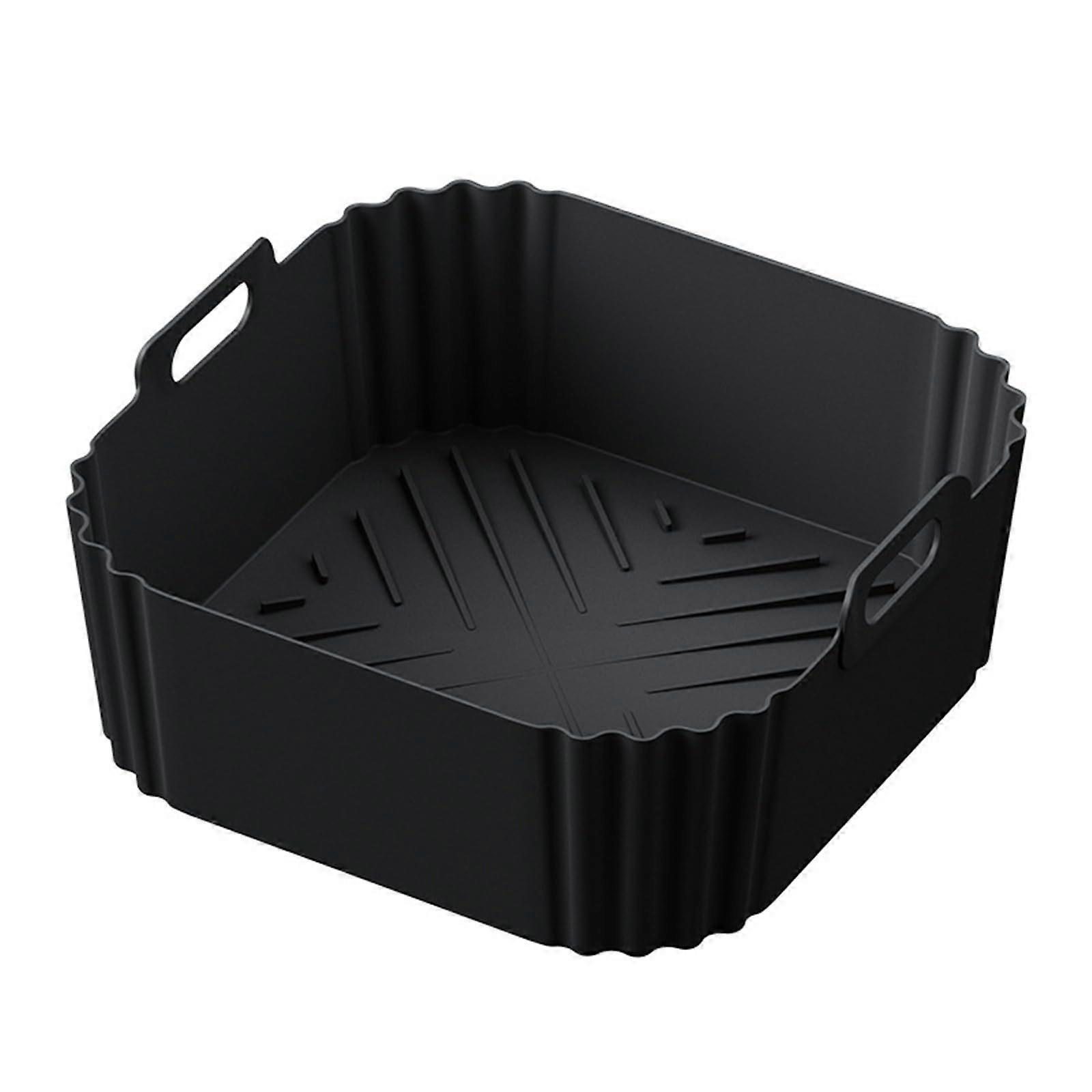 Silicone Air Frying Machine Liner Circular Reusable For Basket Black