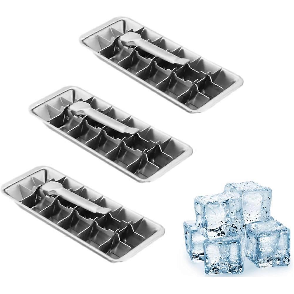 3 Packs 18-Slot IceCube Tray with Easy Release Handle Stainless Steel IceCube Tray for Making Various IceCubes