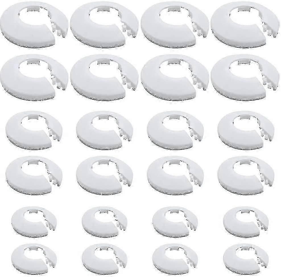 (24 Pieces) Pipe Collars White Plastic Radiator Pipe Covers Wall Flange Easy
