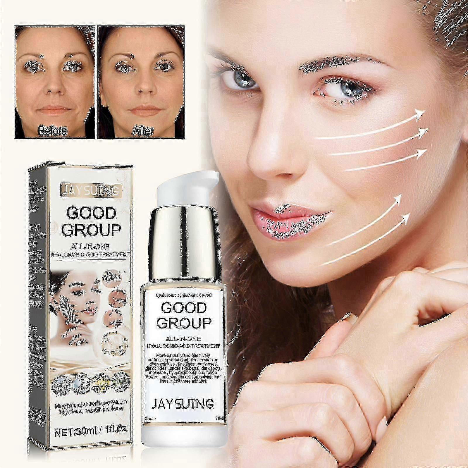 يقلل Jaysuing Hyaluronic Acid Anti-Aging Essence من أكياس العين والهالات السوداء ، ومضاد للتجاعيد ، ويشد ويبيض البشرة BF |