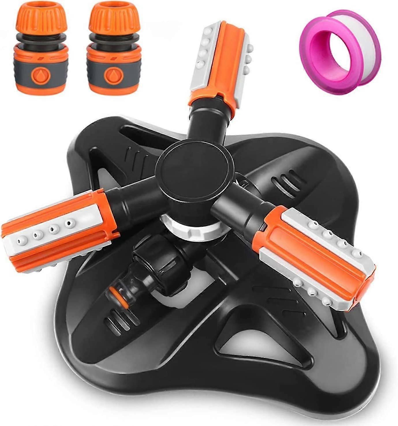 Garden Sprinkler, 360 Rotating Automatic Lawn Sprinkler With 3 Arms And 36 Built-in Nozzles Automatic Wat