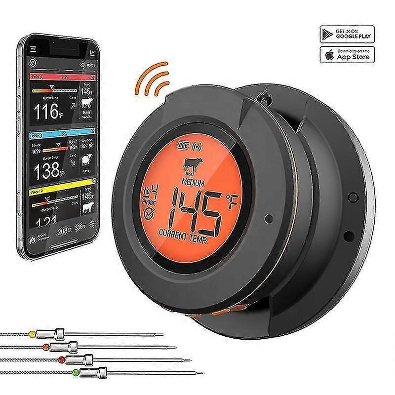 Food Cooking Bluetooth Wireless Bbq Remote Thermometer Probes Smart Digital Bluetooth Barbecue Thermometer Free App Control