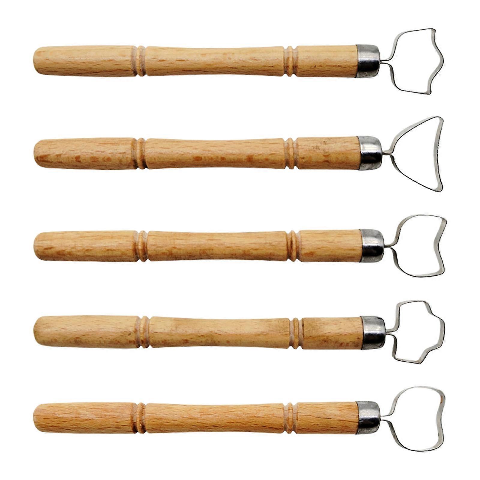 Set Of 5 Ceramic Carving Tool Stainless Steel Ceramic Tool with Wood Handle Ceramic Shaping Tool Pottery Sculpting Tool Multicolor
