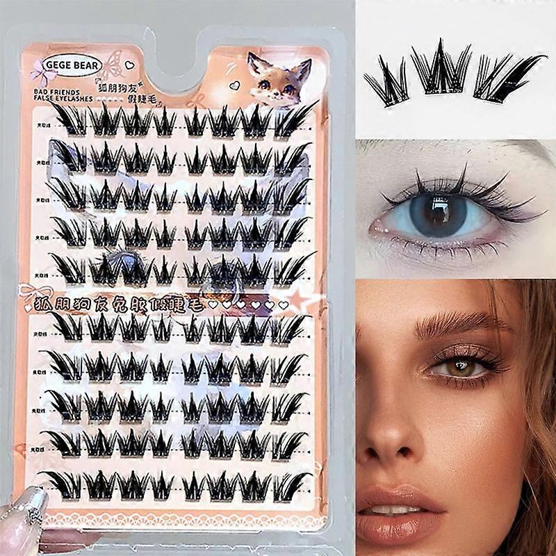 Gege Bear Lightweight Natural False Eyelashes, Dense Curly Segmental Design, Perfect for Daily Use, Dates, Parties, Beginners